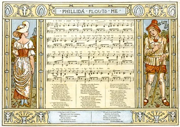 &39;Phillida Flouts Me, O que é uma peste é amor, ilustração da canção de&39; Pan-Pipes &39;, um livro de canções antigas, recém arranjado e com acompanhamentos por Theo. Marzials, publicado em Londres por George Routledge